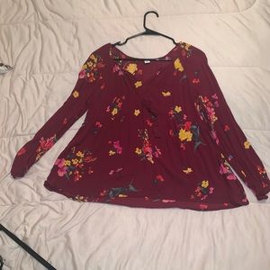 Old Navy maroon with floral long sleeve